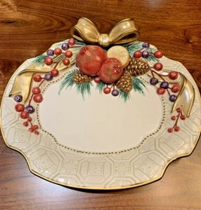 Fitz & Floyd Classics Winter Spice Christmas / Holiday Hand-Crafted Canape Plate - Picture 1 of 6