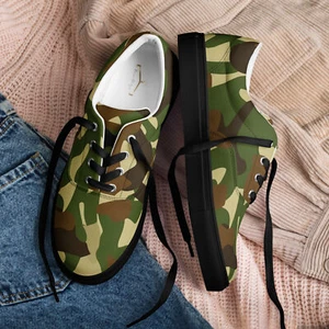Voiceritzy Men’s Camo Canvas Shoes - Lace-Up Sneakers - Bold Everyday Style - Picture 1 of 17