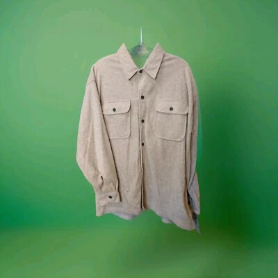 Cherokee Men’s Medium Ribbed Fleece Gray Vintage Button Up Button Down Pockets - Image 1 of 4