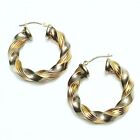 Peter Brams 14K Gold Hoops Twisted Rope With 925 Sterling Silver Classy Vintage