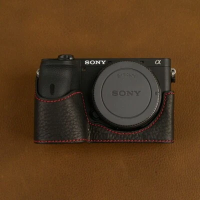 Genuine Real Leather Camera Bag Case Protective Cover Grip For Sony A6600 - Image 1 of 4
