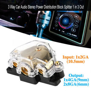 3 Ways Distribution Connecting Block 2 GA in 4/8GA Out Circuit Protector for Car