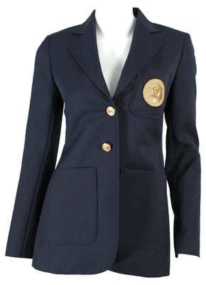 Chaqueta Blazer LOUIS VUITTON Azul Marino Sarga Botón Parche Frontal Detallado 34 Foto 1 de 4