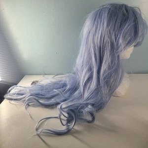 Periwinkle Blue Purple Long Hair Wig Bangs Cosplay Costume Fashion Anime Hair  - Picture 1 of 8