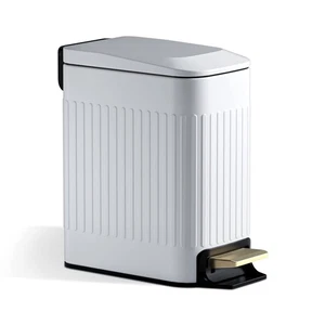 Small Bathroom Trash Can with Lid Soft Close-6L/1.6 Gal 1.3 Gallon, White - Picture 1 of 6