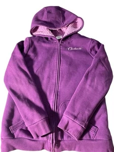Girls Carhartt Sherpa Lined Full Zip Sweatshirt Hooded Purple Jacket Size XL 14 - Picture 1 of 4