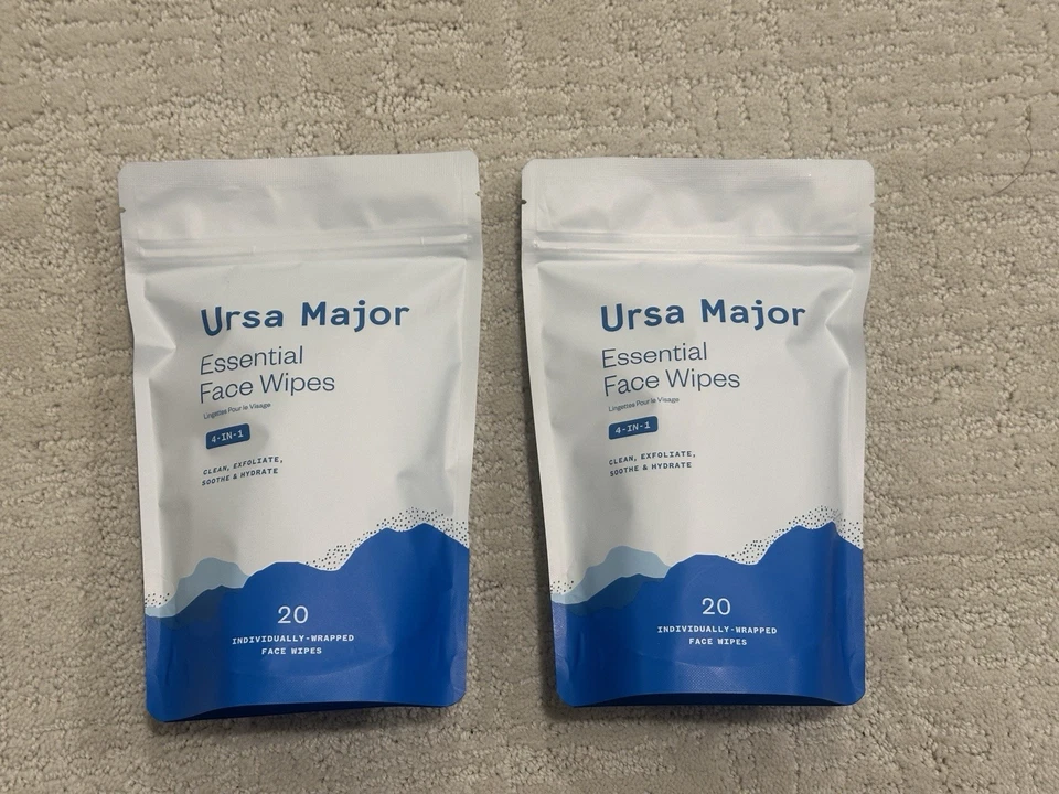 Toallitas faciales esenciales Ursa Major 4 en 1, paquete de 2 Foto 1 de 2