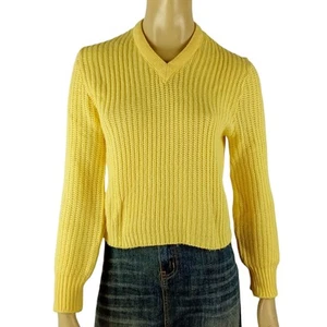 ORLON Turbo vintage ladies size SW jumper yellow knit sweater pullover retro - Picture 1 of 7