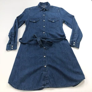 Gap Denim Small Western Pearl Snap Collared Women's Above Knee Dress MINT - Picture 1 of 15