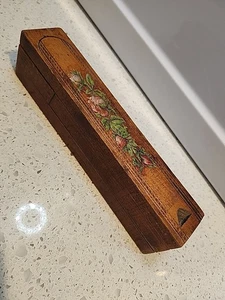 Antique Wood School Pencil Pen Box - Picture 1 of 13