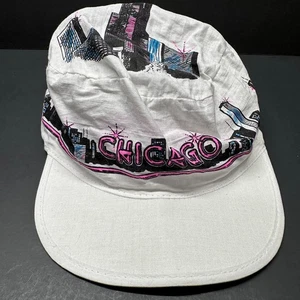 Vintage Chicago City Skyline Willis Tower Painters Hat Colorful Neon Very Clean - Picture 1 of 6