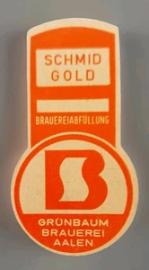 Bierflaschen Etikett  Hals/ Bügel Grünbaum Brauerei Aalen Schmid Gold - Picture 1 of 2