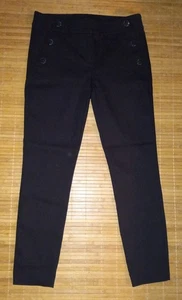 LOFT Skinny Black Dress Career Pants Double Buttons at Front Size 4 - Picture 1 of 3