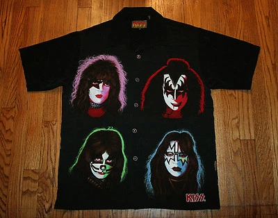 KISS Dragonfly Shirt Men Medium Stanley Simmons Designer Solo Face Buttons Vtg - Image 1 of 4
