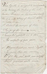 1850 Elegie Frau Lehrerin Warwickshire England handgeschriebenes Manuskript Denkmal - Bild 1 von 4
