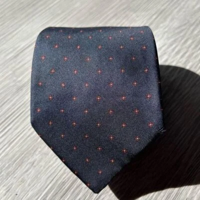 Corbata vintage para hombre tallada azul París con detalles rojos 100 % seda Foto 1 de 4