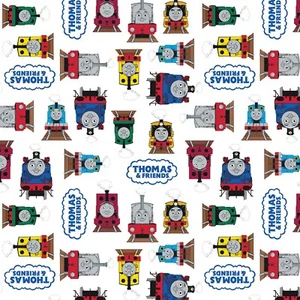 BTHY Thomas & Friends All Aboard Friend White Cotton Fabric by 1/2 Yard Digital - Picture 1 of 1
