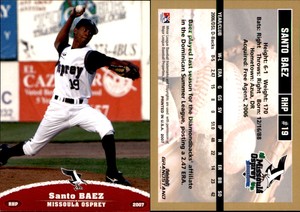 Santo Baez 2007 Grandstand Missoula Osprey #2 Card *AutographDen*