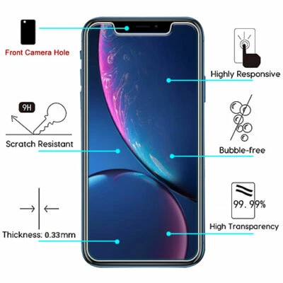 For Apple iPhone XR Shockproof Tempered Glass Screen Protector Film Guard Clear - Image 1 of 4