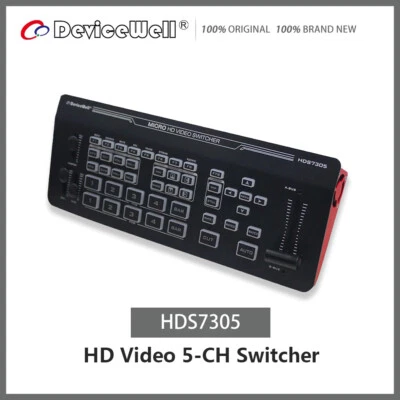 DeviceWell HDS7305 5-CH Video Switcher 4xHDMI+1xDP In USB3.0 Streaming Recording - Image 1 of 4