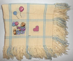 Fertig Kreuzstich ANNE TUCH AFGHAN BABY Decke TEDDYBÄREN & LUFTBALLONS NEU - Bild 1 von 8