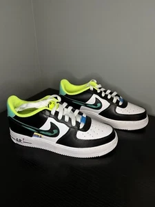 Nike Air Force 1 '07 LV8 Low GS Graffiti White Black Blue Green DX3349-100 5Y - Picture 1 of 5