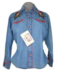Rockmount Ranch Wear Western Shirt Pearl Snap Bronc Rider Neu mit Etikett Stickerei Petite S - Bild 1 von 8