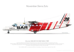Dornier 228-202 VH-NSZ NSCA 1989 - A3+ Profile Print - Bild 1 von 4