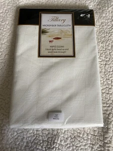 Tillary Microfiber(70”) Round Tablecloth WHITE New No Spill wipes Clean - Picture 1 of 5
