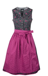 Dirndl Nadja grau pink Trachtenkleid hochgeschlossen Damendirndl 2-teilig - Bild 1 von 6