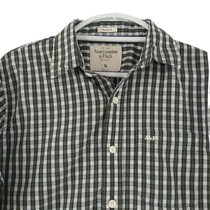 Abercrombie & Fitch Muscle Shirt Mens Medium Green White Striped Long Sleeve - Picture 1 of 11