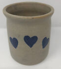 J. Scherb Art Studio Pottery Crock Heart Motif Signed 1987