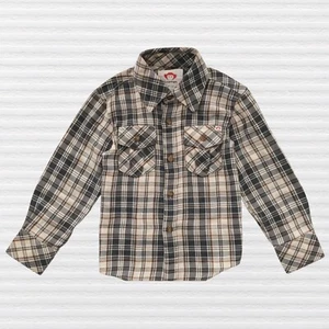 Appaman Boys Classic Flannel Shirt Gray White Brown Plaid Long Sleeve Size 5 - Picture 1 of 11
