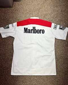 F1 Formula One Pit Crew Shirt Vtg McLAREN MARLBORO HONDA Senna Prost MP4 HEUER - Picture 1 of 13