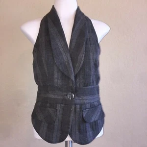 Sexy Chaleco Estilo Halter Vintage Años 80 90 Gris Plata Un Botón Talla Mediana - Imagen 1 de 6