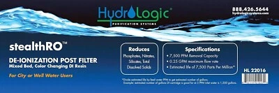 Hydro-Logic DI Replacement Cartridges - Reduce Phosphate, Nitrates, Silicate TDS - Image 1 of 3