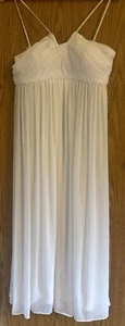 Langes festliches Damen-Abendkleid weiß Chiffon, Kleid, Perlen, Falten Größe 14 - Bild 1 von 4
