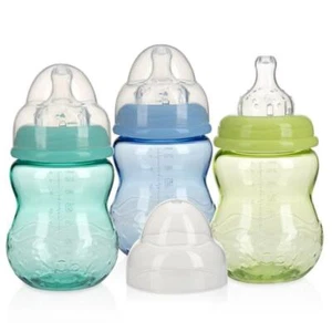 Nuby 3-Pack Wide Neck Non-Drip Baby Bottles - Anti Colic - BPA Free - Picture 1 of 19