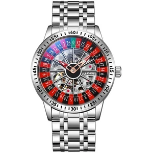 Mens Gambling Automatic Mechanical Skeleton Hollow Waterproof Luminous Watch ... - Picture 1 of 8