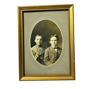 Gold Holz Bilderrahmen Wandbehang Foto Jungen in Anzügen 6x8" Schrift auf Rückseite - Bild 1 von 7