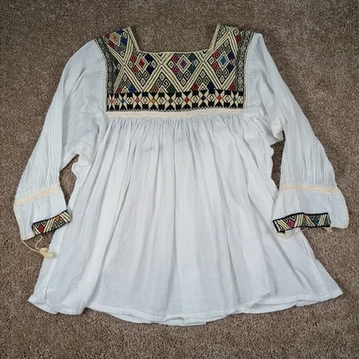 Blusa Margot By Loren branca fluida boho hippie babydoll bordada boneca grande - Imagem 1 de 4