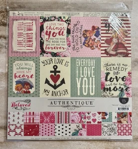 Authentique **BELOVED** 12x12 Paper Collection Kit 75+ Pcs Valentine COMPLETE - Picture 1 of 5