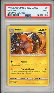 2019 Pokemon Sun & Moon Cosmic Eclipse Raichu #67 PSA 9 - Picture 1 of 2
