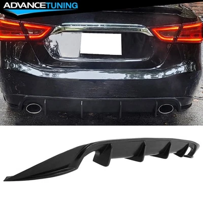For 16-18 Nissan Maxima Sedan 4-Door Unpainted Black Rear Bumper Lip Diffuser PU - Image 1 of 4