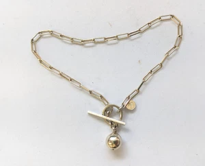 Dyadema 925 Sterling Silver Paperclip Chain Bracelet with T Bar Clasp - 3.08g - Picture 1 of 9