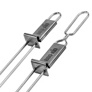 Premium Barbecue Double Pronged Stainless Steel Skewers for Grilling - Quick ... - Picture 1 of 8