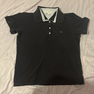 Tommy Hilfiger kids boys' size L solid black Casual short sleeve polo Used - Picture 1 of 3
