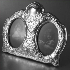 VICTORIAN SILVER FRAME PHOTO FRAME SOLID 925 STERLING SILVER + WOOD MAHAGONI-T2 - Picture 1 of 5
