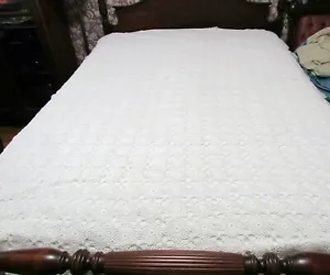Vintage weiße handgehäkelte Tischdecke 58" x 76" Hochzeit? Wunderschön! - Bild 1 von 7