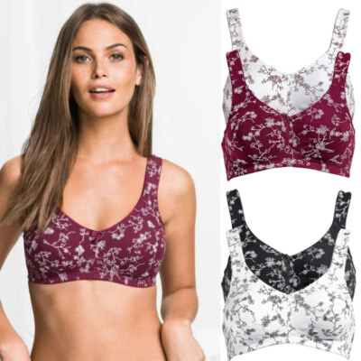  Women Bra Bralette Full Coverage Lingerie Cotton Non-padded Non wired Underwear - Image 1 of 4